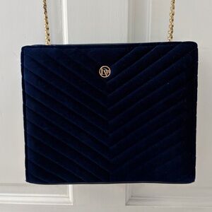LUXE Velvet Shoulder Night Bag in Royal Blue